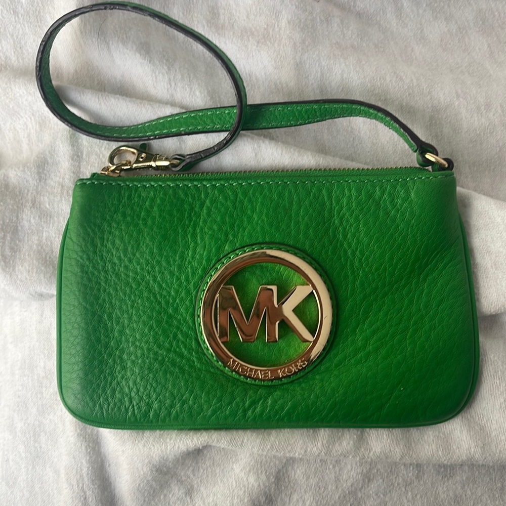 Michael Kors Lime Green Pebbled Leather wristlet